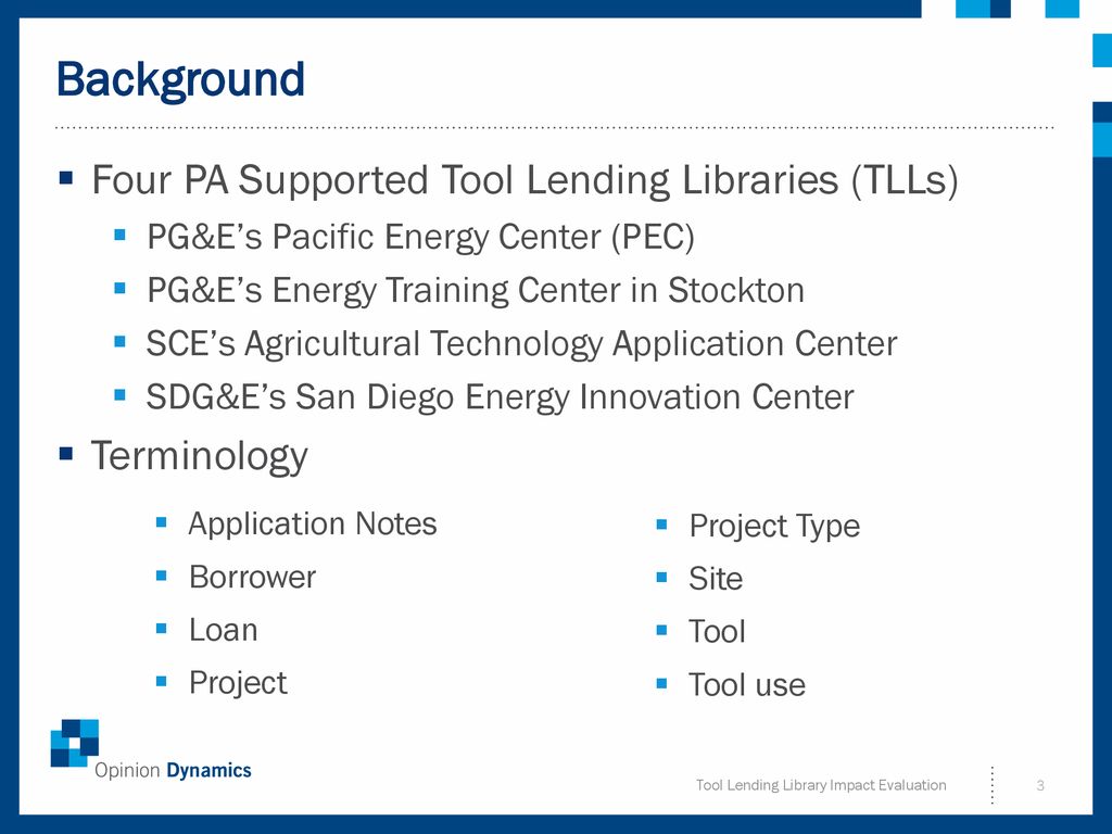 Background Four PA Supported Tool Lending Libraries (TLLs) Terminology