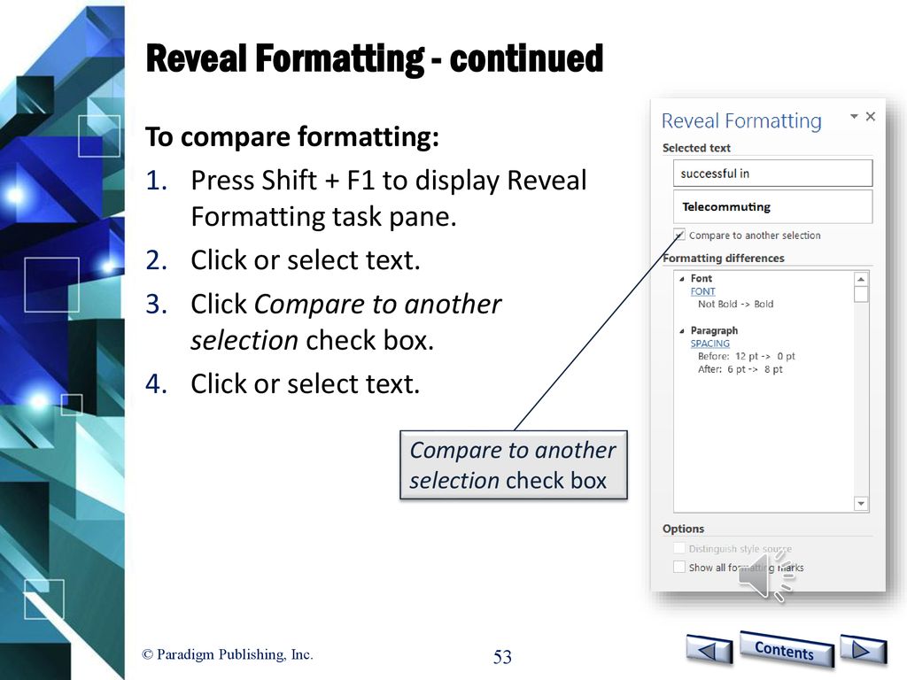 show text formatting in word 2010