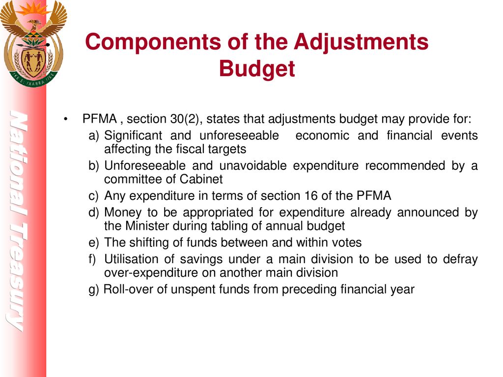 Components of the Adjustments Budget