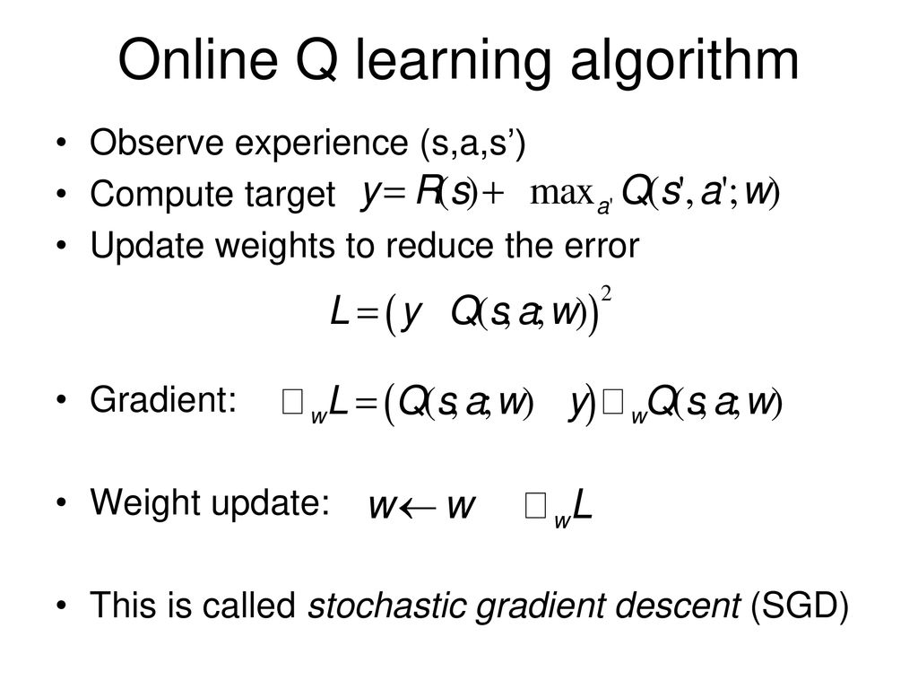 Online Q learning algorithm
