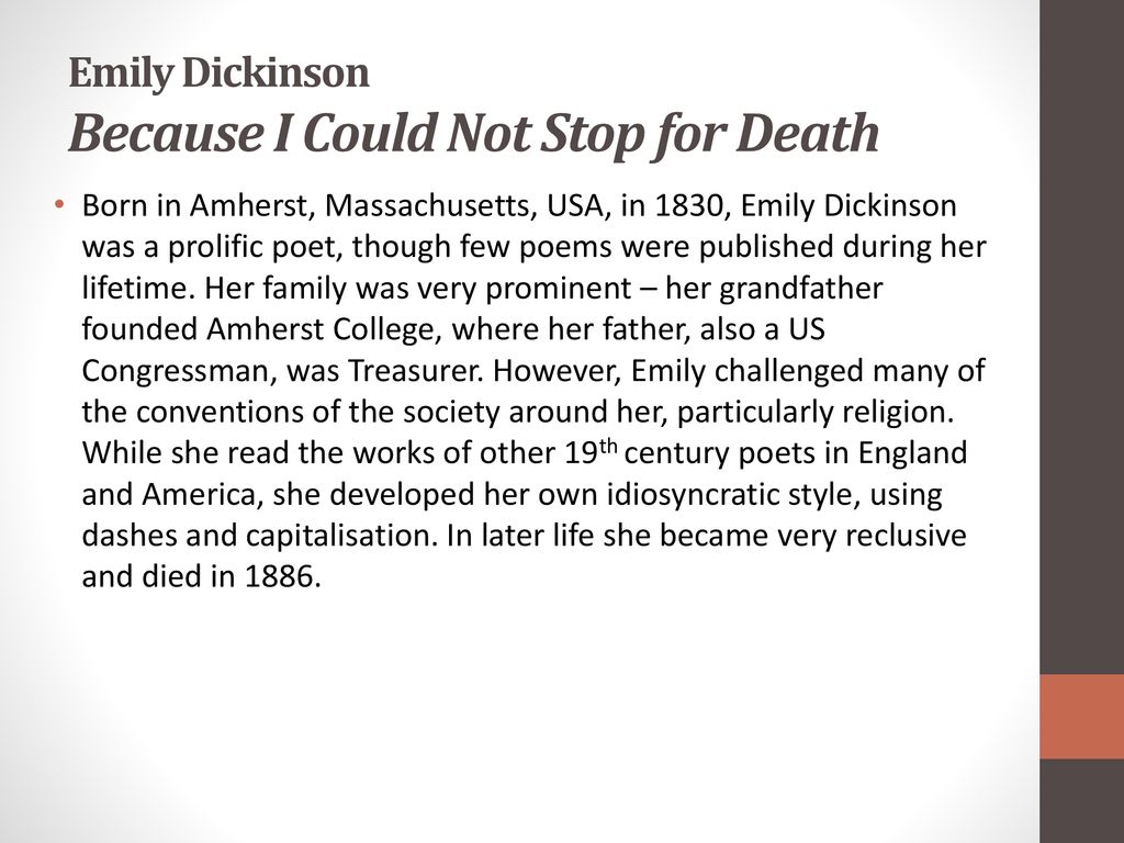 dickinson because i could not stop for death analysis