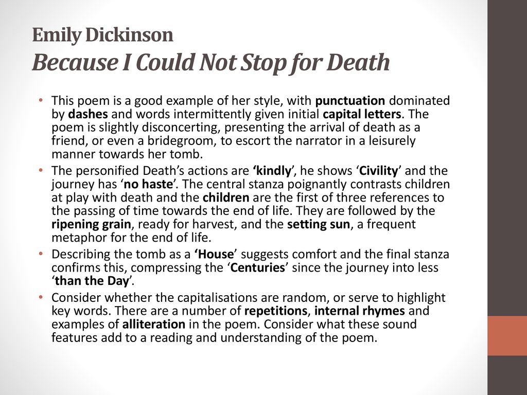 because i could not stop for death poem summary