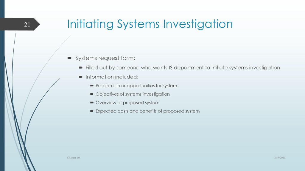 Initiating Systems Investigation