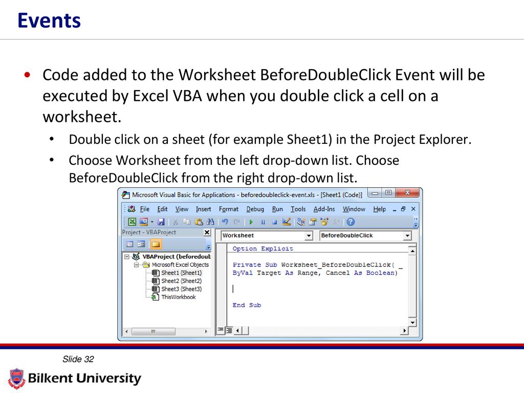 excel vba on cell click event