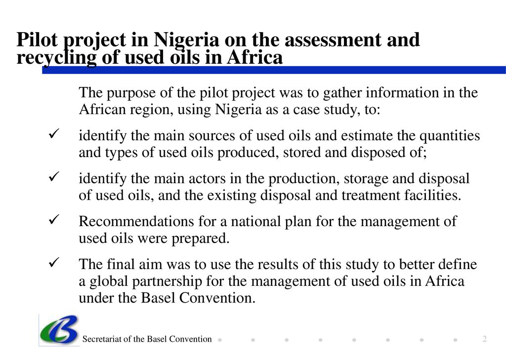 Experiences of the projects on used oils ppt download