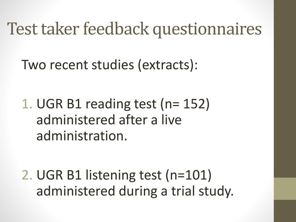 Good Practice In Test Development Using Test Taker Feedback Questionnaires To Provide Validity 9713