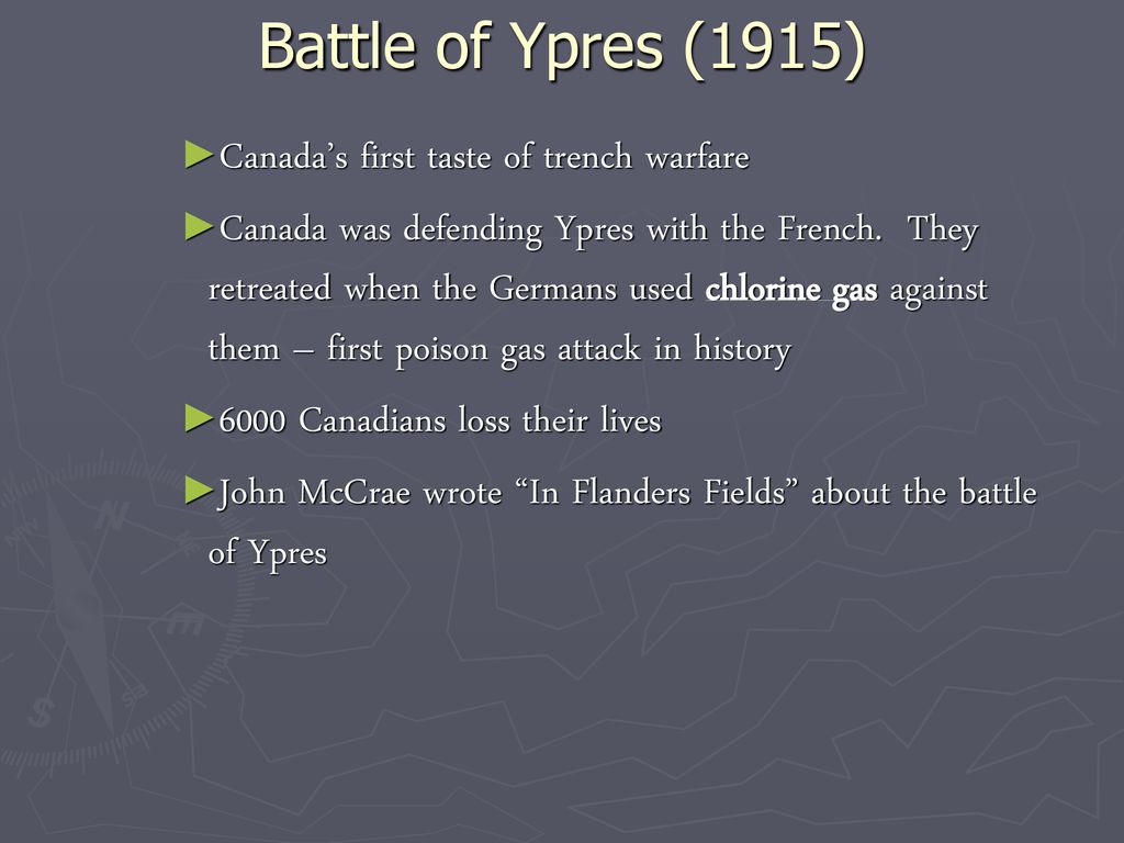 Battle of Ypres (1915) Canada’s first taste of trench warfare