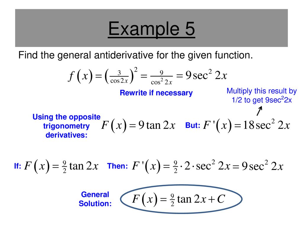 Section 4 1 Antiderivatives And Indefinite Integration Ppt Download