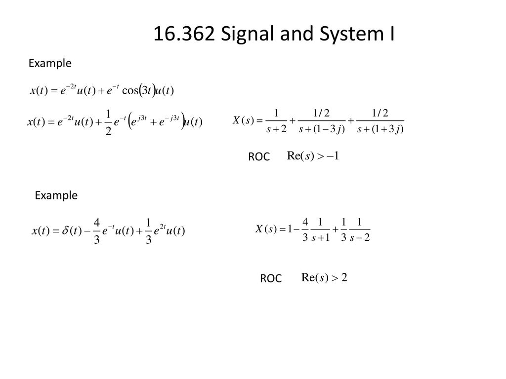 Laplace Transform Example Region Of Convergence Roc Ppt Download