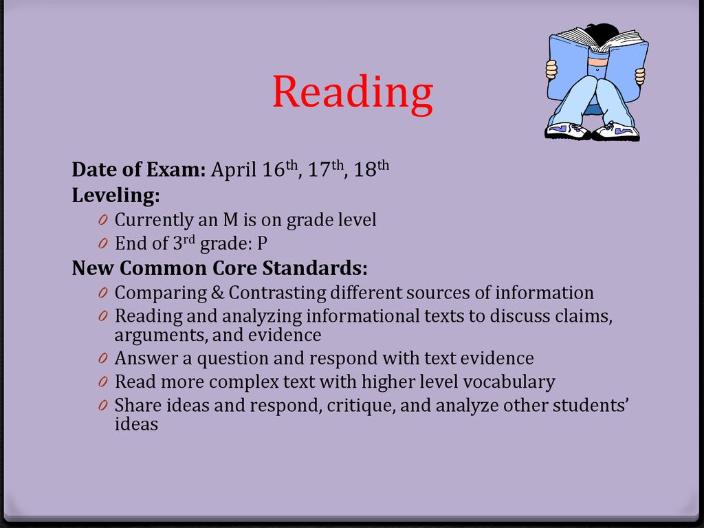 Reading Date of Exam: April 16th, 17th, 18th Leveling: