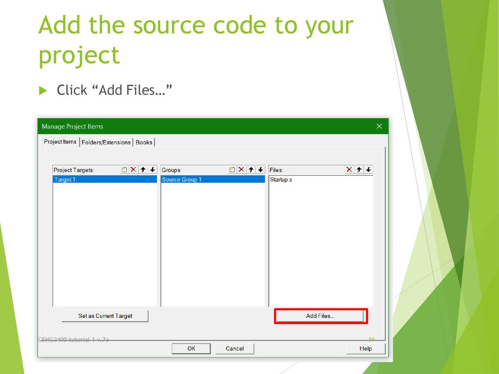 Add the source code to your project