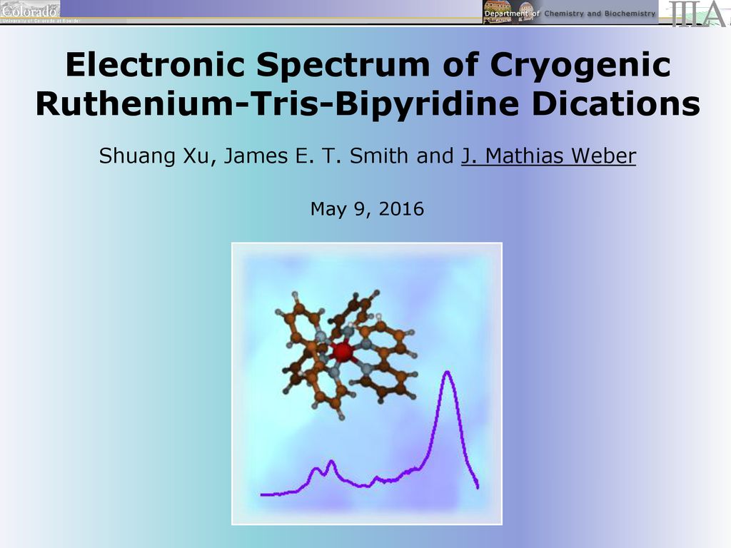 Electronic Spectrum Of Cryogenic Ruthenium Tris Bipyridine Dications Ppt Download