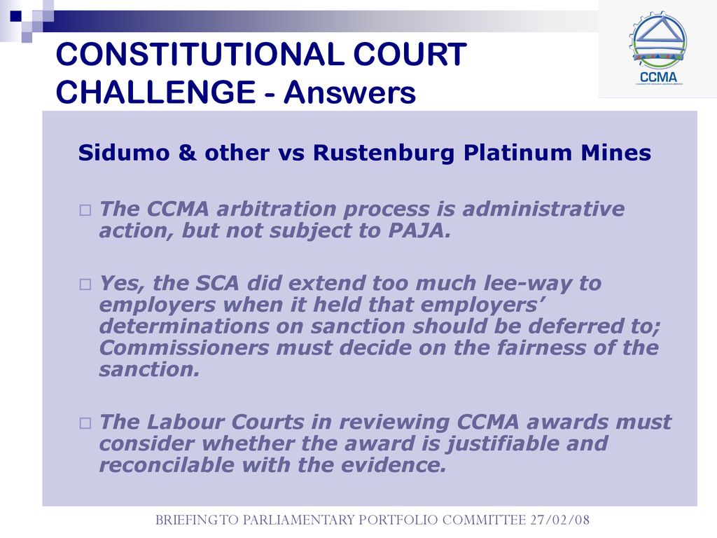 CONSTITUTIONAL COURT CHALLENGE - Answers