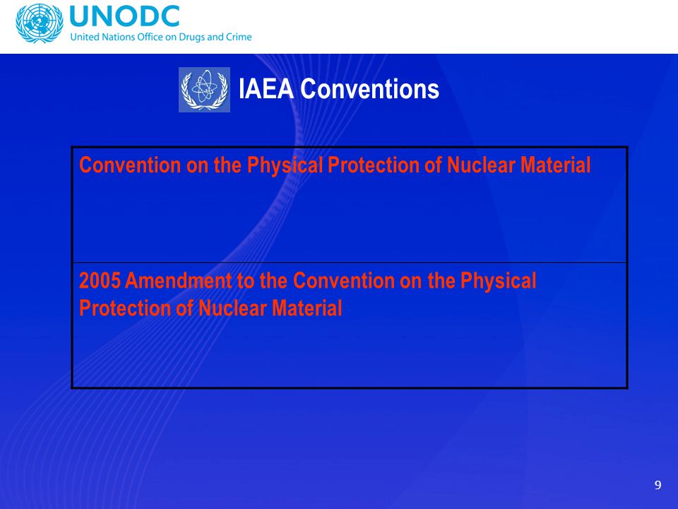 IAEA Conventions Convention on the Physical Protection of Nuclear Material.