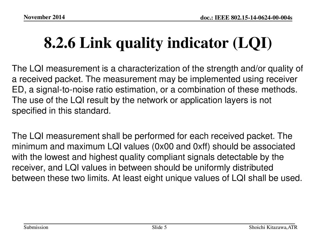 8.2.6 Link quality indicator (LQI)