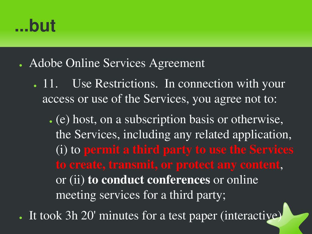 ...but Adobe Online Services Agreement