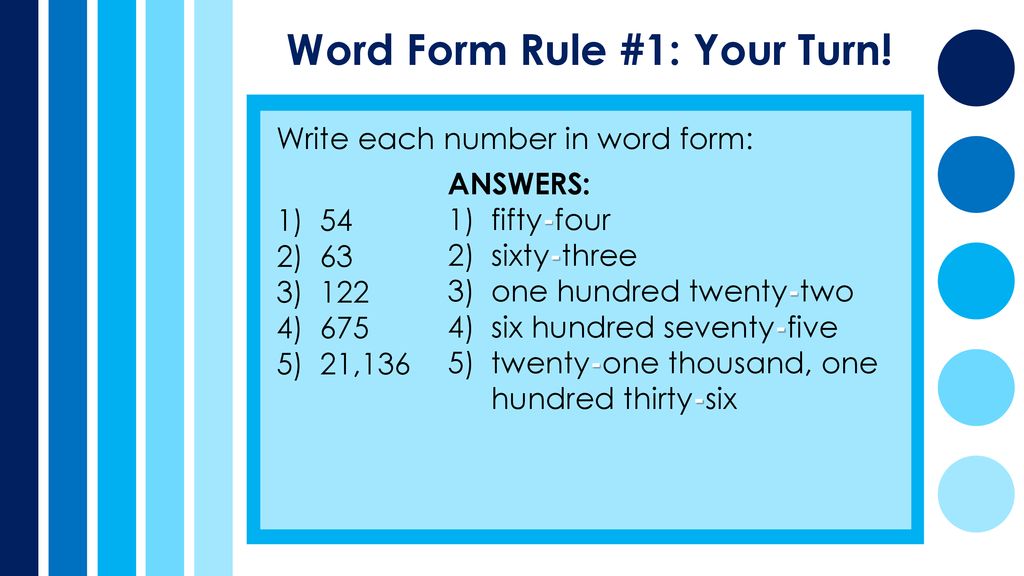Word Form Rule #1: Your Turn!