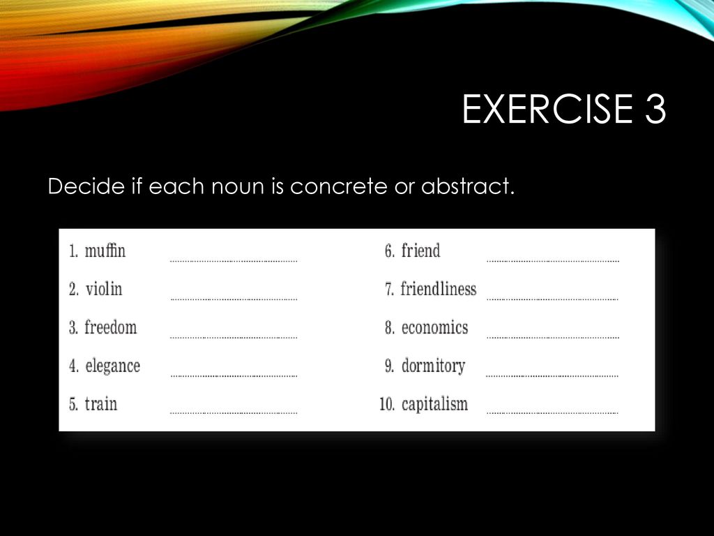 Identifying Noun Concrete And Abstract Noun Singular And Plural