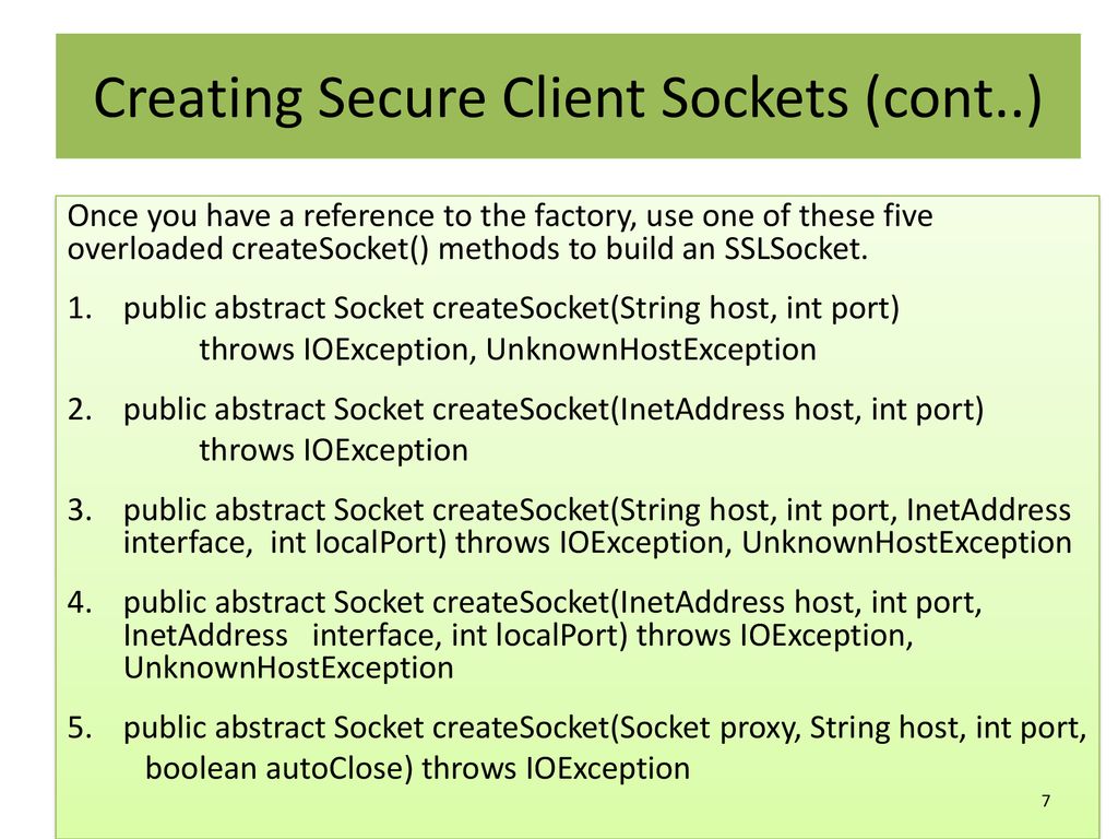 Creating Secure Client Sockets (cont..)
