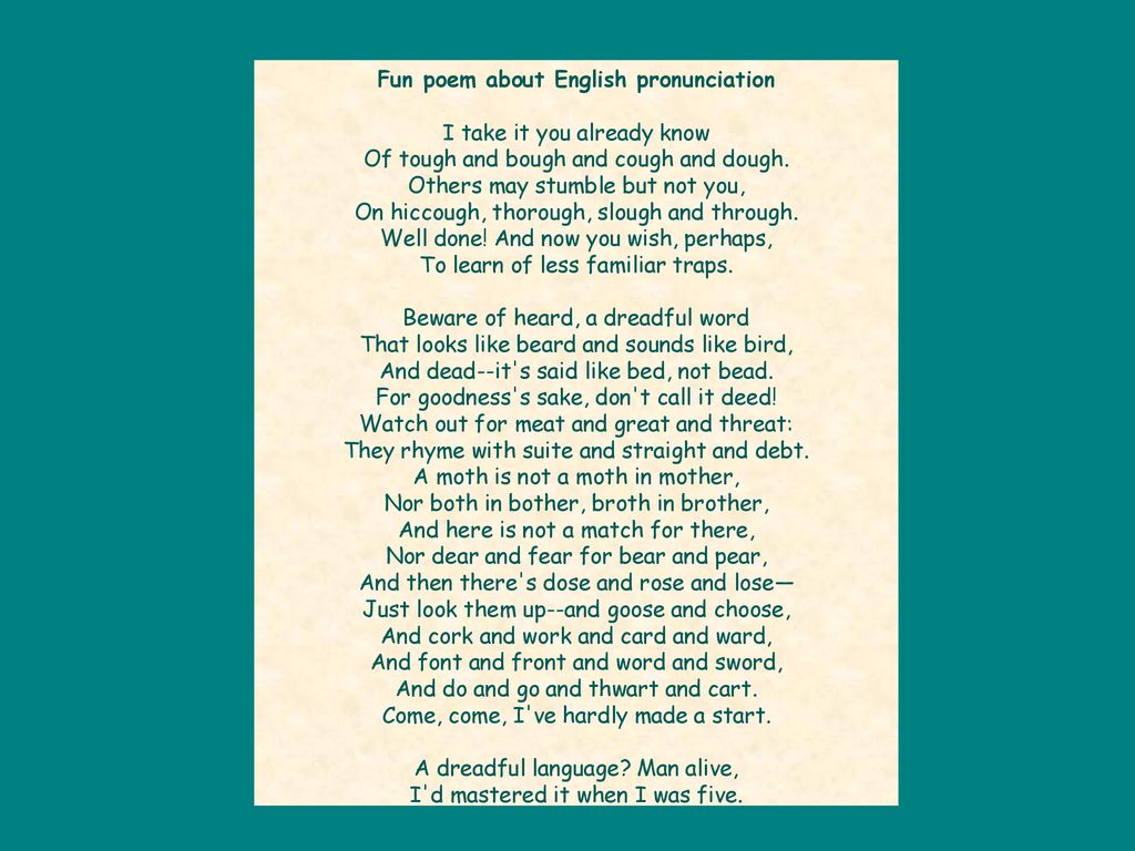 English pronunciation poem