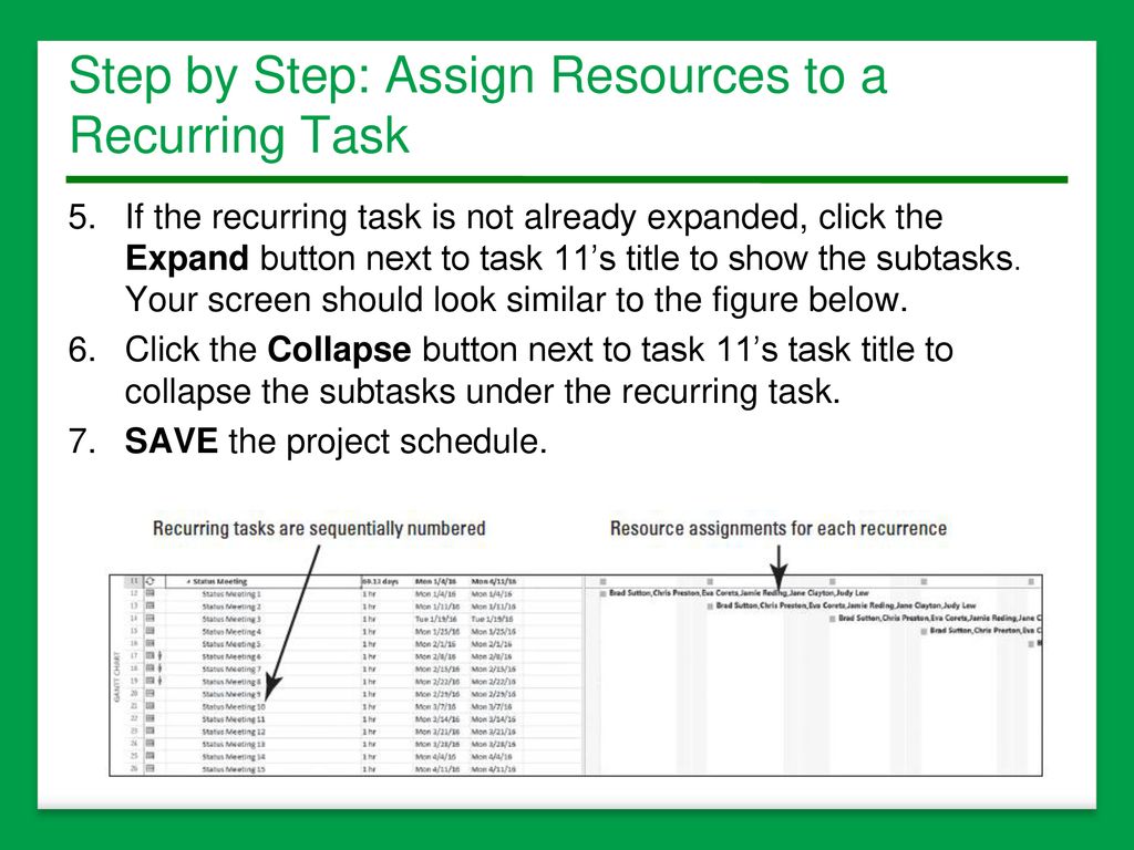 Step by Step: Assign Resources to a Recurring Task
