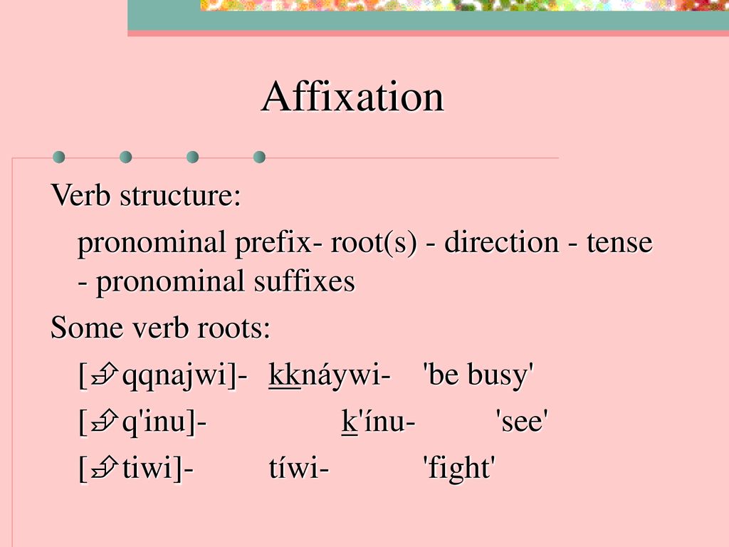 Affixation Verb structure: