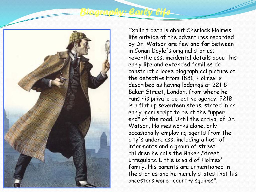 Холмс на английском читать. Описание Шерлока Холмса.