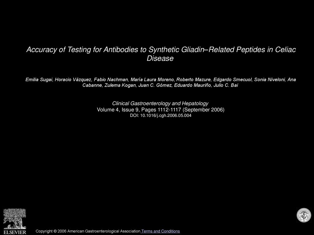 Accuracy of Testing for Antibodies to Synthetic Gliadin–Related Peptides in Celiac Disease