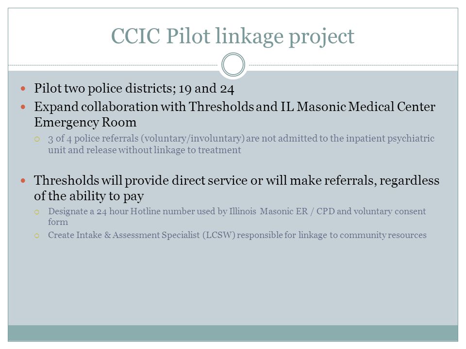 CCIC Pilot linkage project