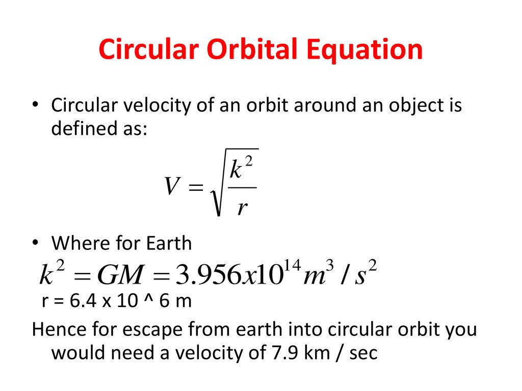 Circular Orbital Equation