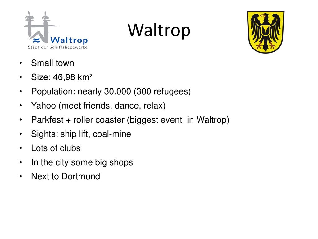 Waltrop Small town Size: 46,98 km²