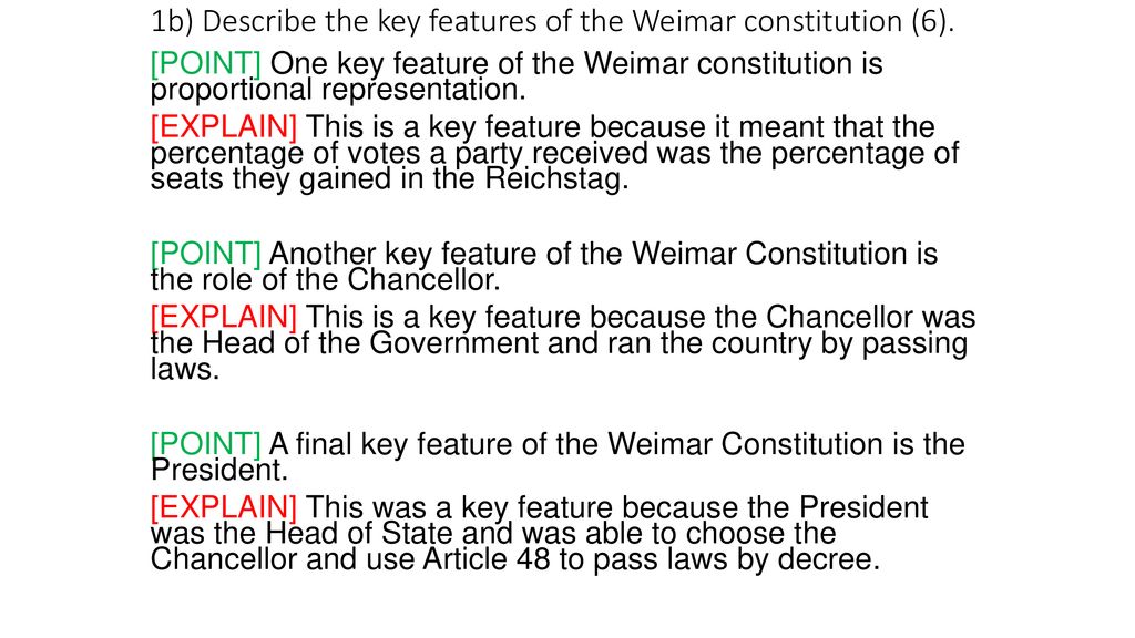 key features of the weimar constitution