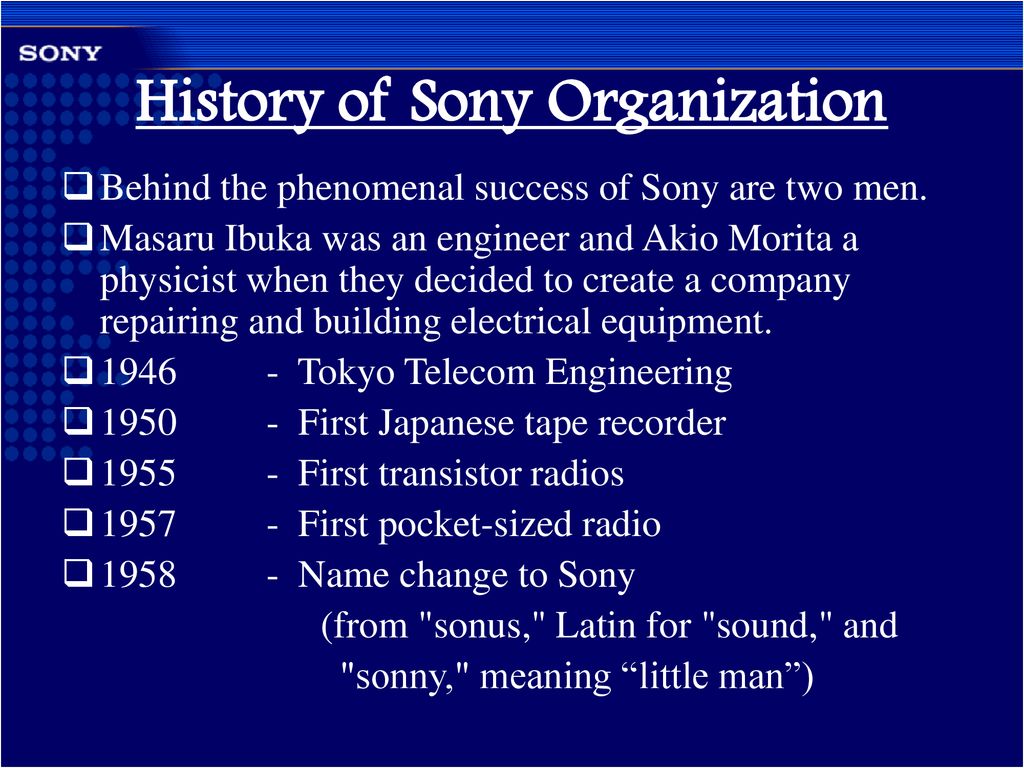 Presentation on Sony Organization - ppt download