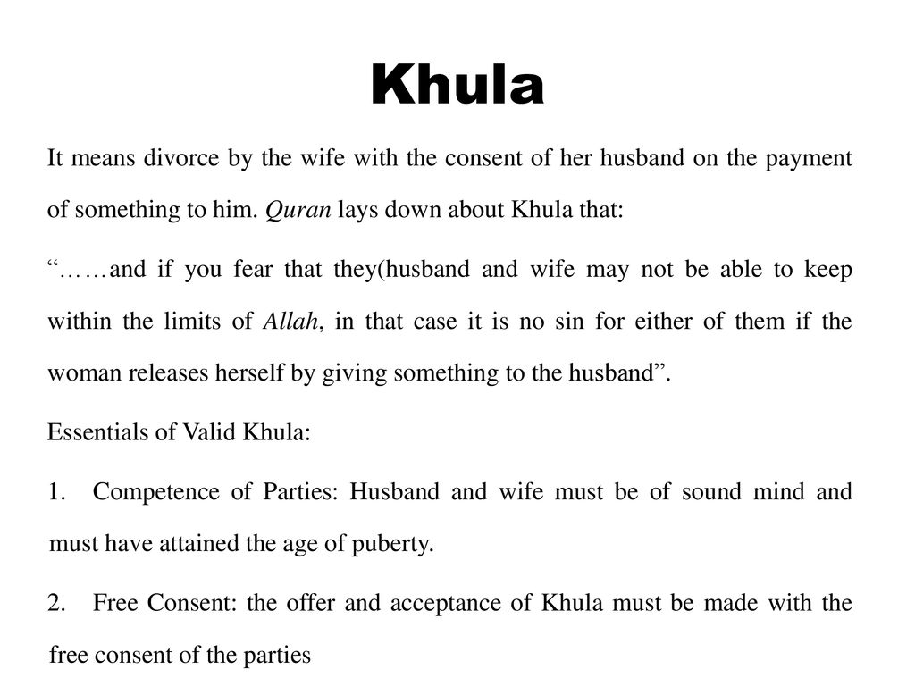 valid reasons for khula