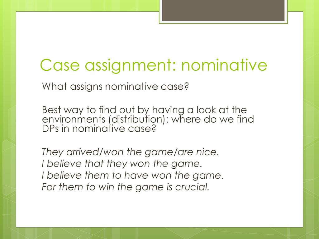 case assignment nominative