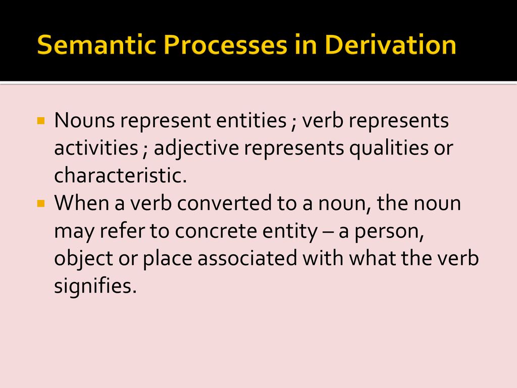 Semantic Processes in Derivation