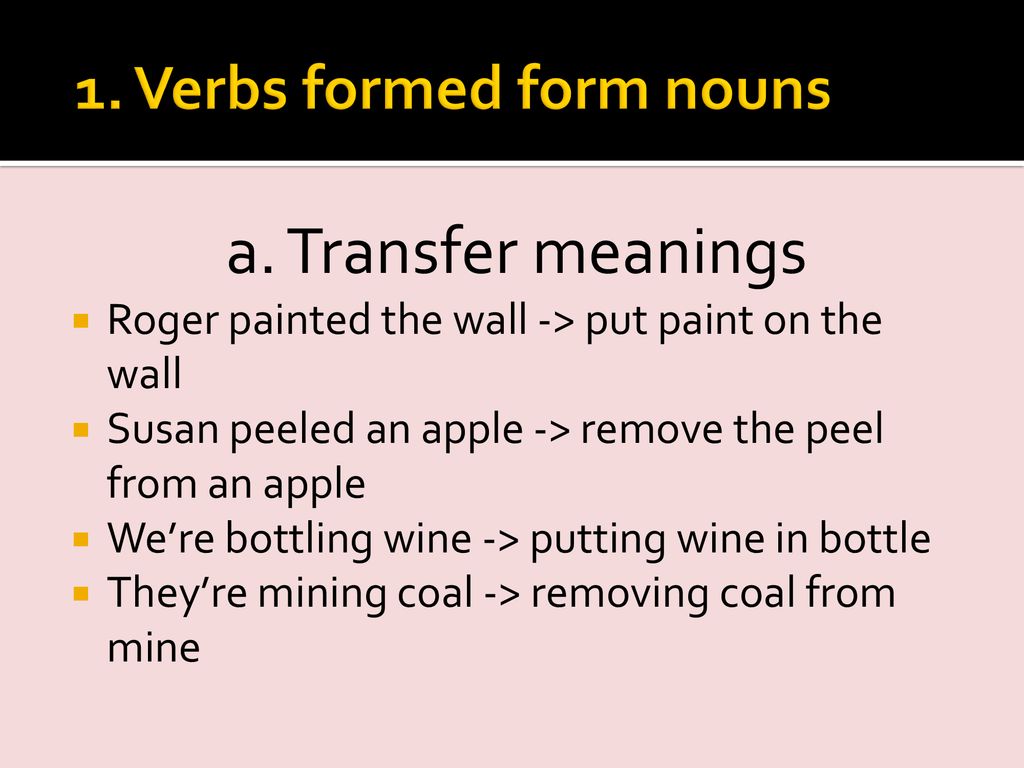 1. Verbs formed form nouns