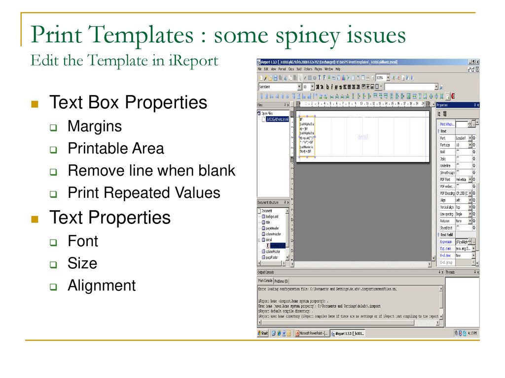 Print templates some spiney issues ppt download