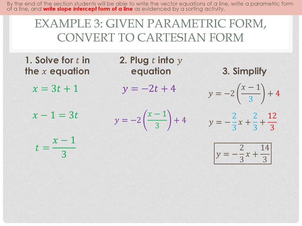 8 6 Vector And Parametric Equations Ppt Download