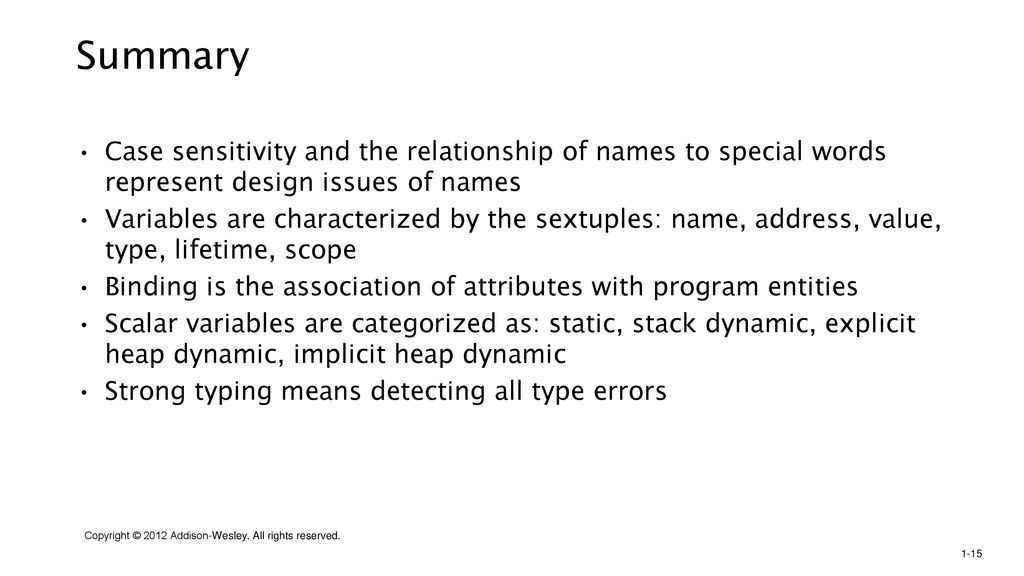 Concepts of programming languages names bindings and scopes ppt
