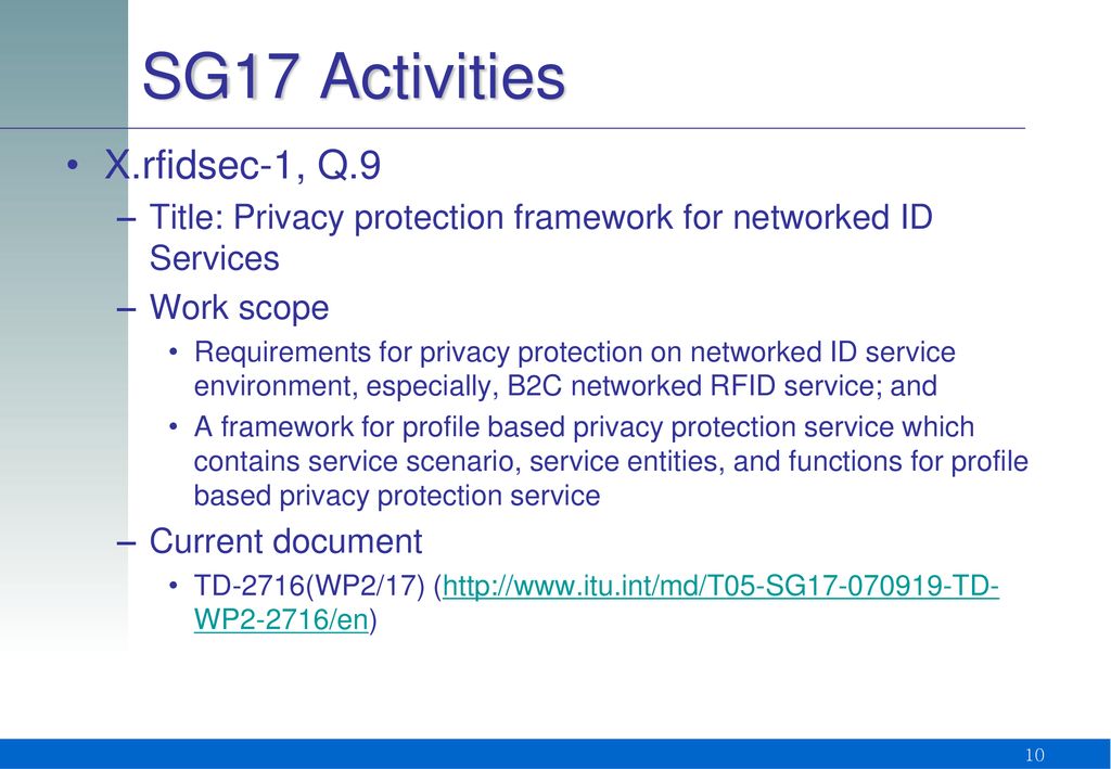 SG17 Activities X.rfidsec-1, Q.9