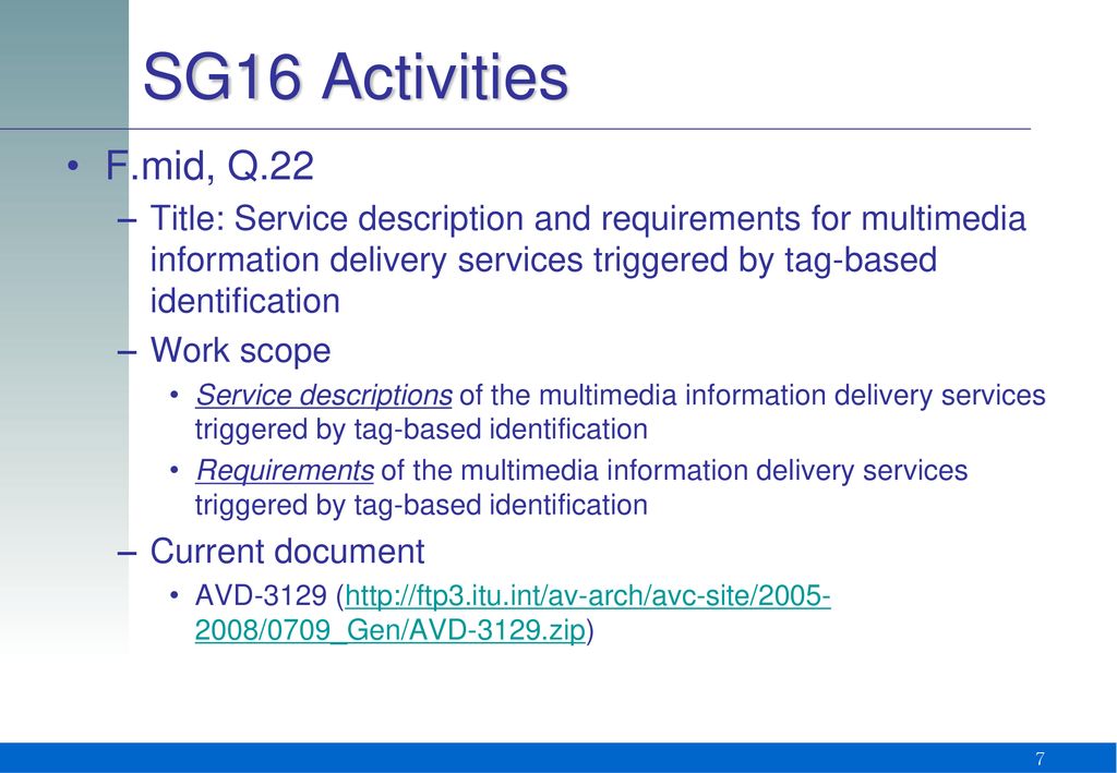 SG16 Activities F.mid, Q.22.