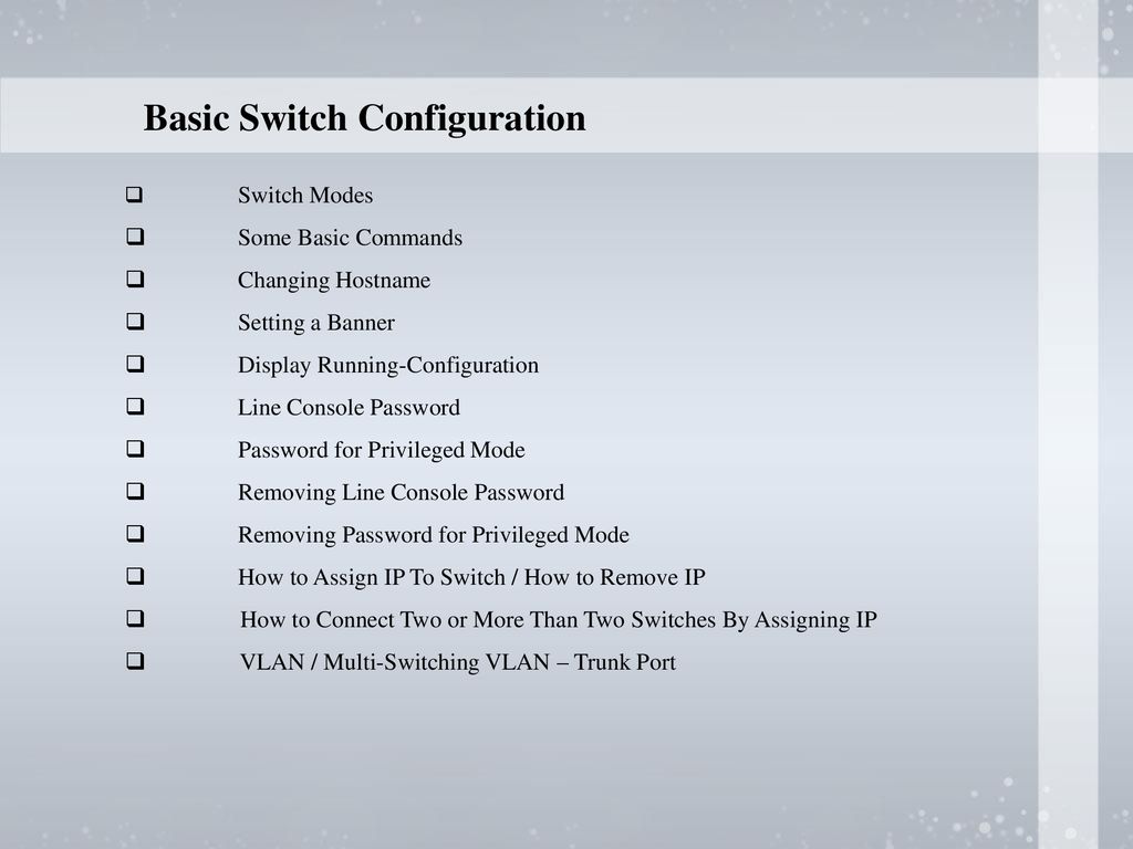 Basic configuration of a switch in packet tracer - ppt download