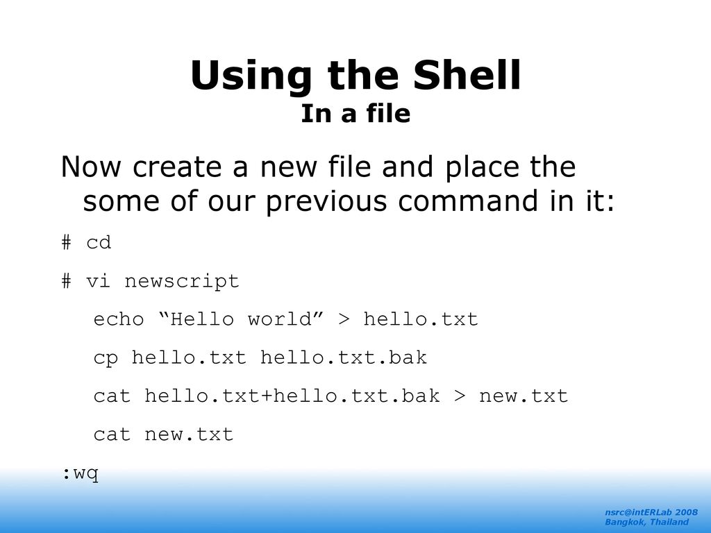 Scripting Tools, languages and the Shell intERLab at AIT - ppt download