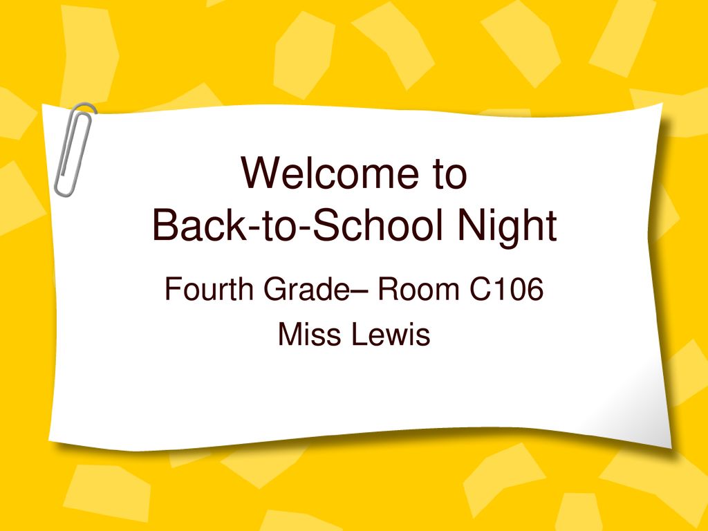 Welcome to Back-to-School Night