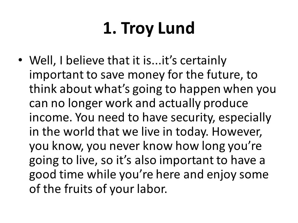 1. Troy Lund