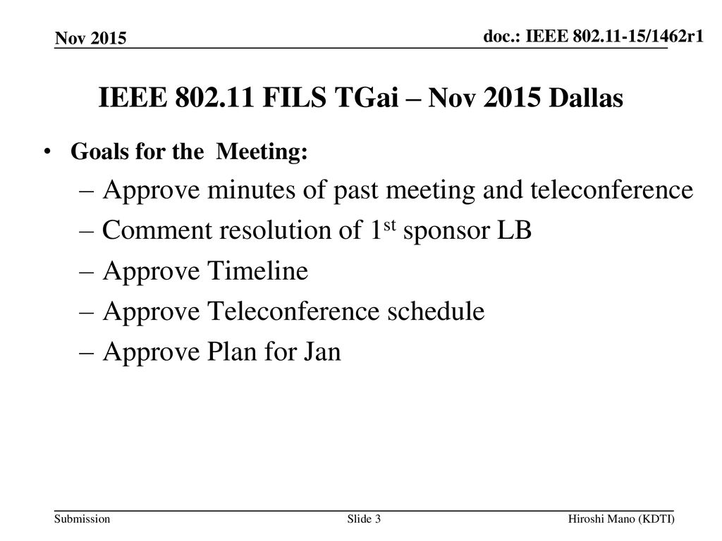 IEEE FILS TGai – Nov 2015 Dallas