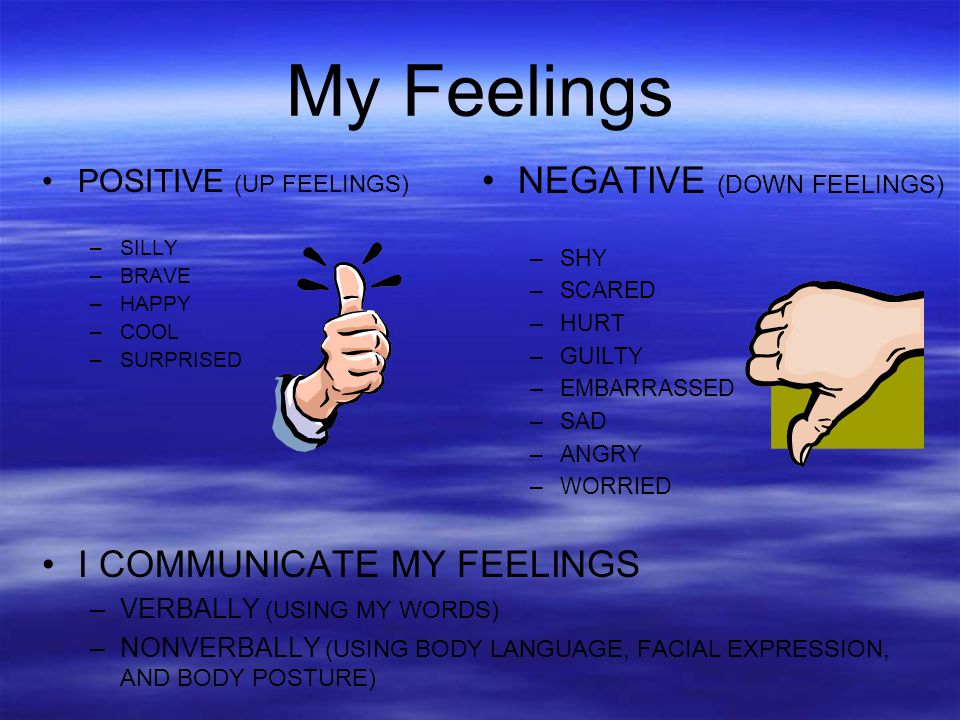 My Feelings NEGATIVE (DOWN FEELINGS) I COMMUNICATE MY FEELINGS