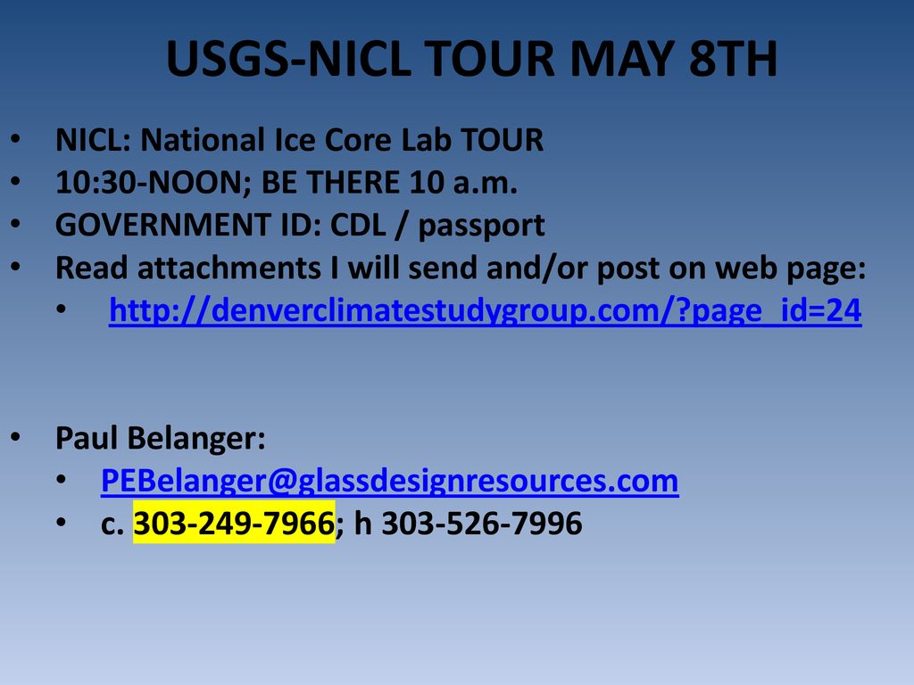 USGS-NICL TOUR MAY 8TH NICL: National Ice Core Lab TOUR