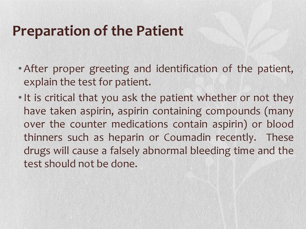 Preparation of the Patient